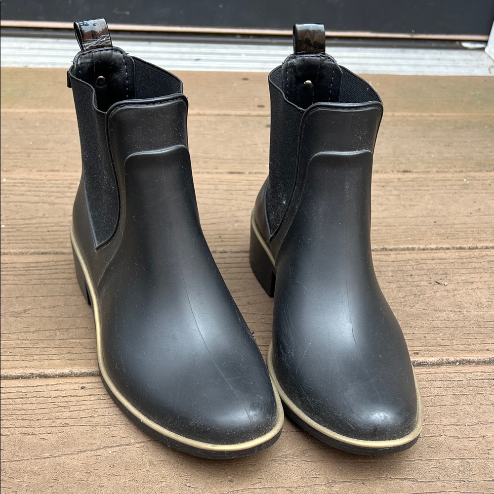 Kate Spade-Black Ankle Rain Boots